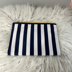 Saks Fifth Avenue blue and white striped makeup bag